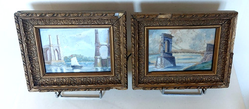 Paire petits tableaux - paire, de