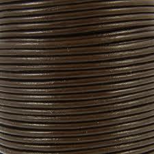 Lacet de cuir rond au mètre, diam 5 mm Brun Foncé