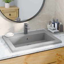 Lavabo en Granit Blanc Lave-mains Toilette Vasque de Salle de Bains vidaXL