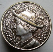 Silver Metal Flat Button: Austria 25mm "Zipline" Head, High Quality