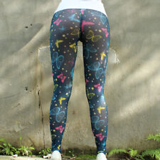 Femme Maille Imprimé Leggings Vif Papillon Transparent Pantalon Skinny Stretch