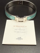 HERMES Clic Clac H Light Blue Enamel Silver Palladium Bracelet