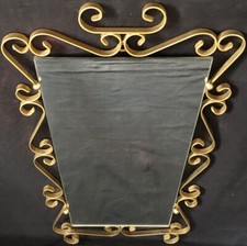 1960 GOLD WROUGHT IRON MIRROR. FRENCH DESIGN