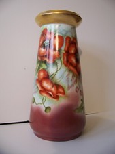 Antique 1880-1918 Zeh, Scherzer & Co.-Bavaria, Germany Hand Painted Vase Poppies
