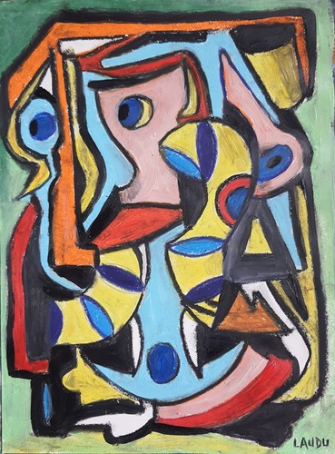 Visage abstrait acrylique et - "visage, abstrait",acrylique