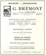 ST-OUEN FURNITURE BREMONT / PARIS VITRINES VILADES ADVERTISING 1921