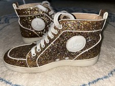 Christian Louboutin Bip Bip Orlato Glitter High top Flat Sneakers 38 EU US 8