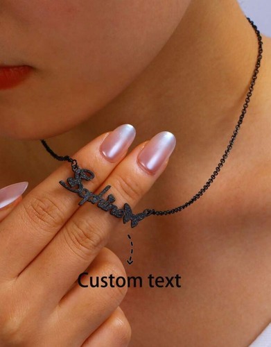 Collier noir papillon acier - papillon,