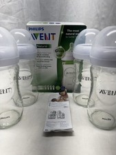 Philips Avent Glass Baby Bottles,  8 Fl Oz 4 Bottles 1m+ No Nipples EUC