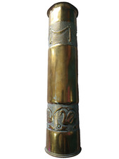 Grande Douille d'Obus 75mm Sculptée Artisanat des Tranchées 14/18