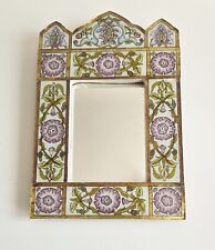 Miroir Oriental Persan Moghol • Bois Peint & Verre • 30 cm • Art Déco Artisanat