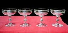 BACCARAT CRYSTAL SHERBET GLASSES COUPES A CHAMPAGNE CRISTAL GRAVE FILETS 19EME A