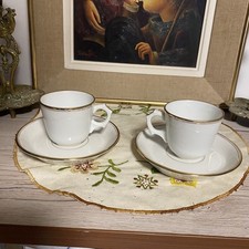 2 tasses et sous tasses PILLIVUYT Mehun liseré doré