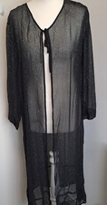 Nitya Sheer Duster Coat Uk M (14) Black White Dot L 47" Splits  Summer Nights 