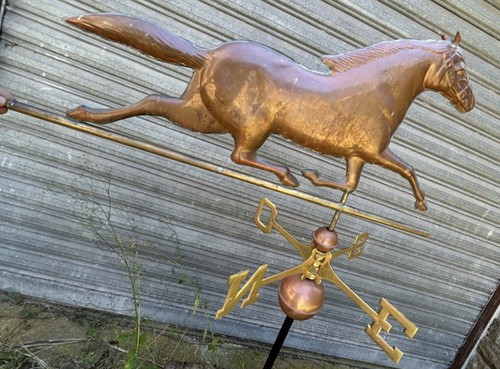 Girouette cheval cuivre - en, et