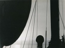 Backlight view bridge boat sail and matte photo photograph 1950