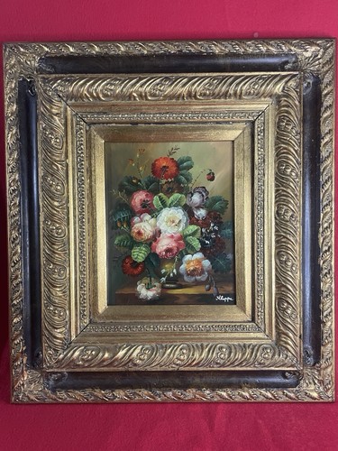 Huile sur panneau bouquet - sur,