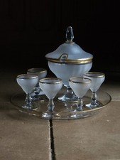 Service A  Punch  Compotier Art Nouveau 1890 1900 En Verre Et Or Art De La Table