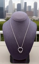 Vintage Silvertone Morellato Half Circle Draped Chains Necklace Silvertone CZ 