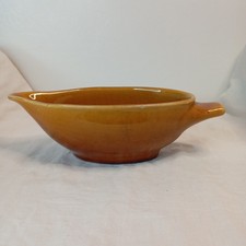 Antique Saint-Amand Earthenware Sauce Bowl - Caramel Brown Enamel - Vintage