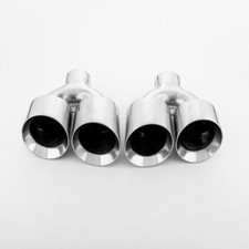 Pair Clamp-on Quad 4" Out Dual Wall Exhaust Tips 2.5" In 304 Stainless Steel