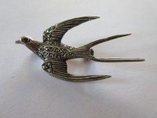 broche hirondelle argent et marcassites