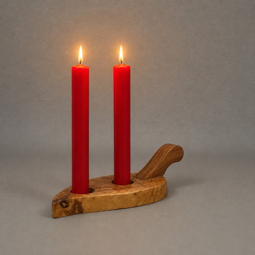Bougeoir vintage bois - bougeoir,