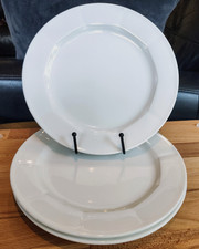 3 Villeroy & Boch Luxembourg White Luncheon Plates Geo Paneled Rim 0161 Set of 3