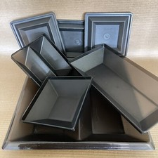 Tupperware Get Together Buffet Serving Tray 7 Piece Set Vintage Smokey Black