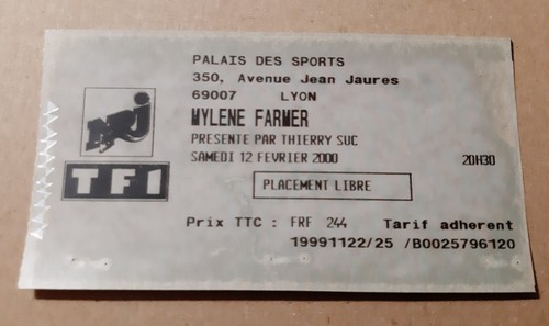 Ticket billet place concert - billet,