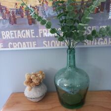 Bonbonne Dame Jeanne  viresa ancienne vert eau en verre soufflé carafe vase