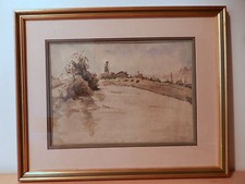 Tableau peinture paysage maison campagne