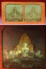 Vue stéréoscopique polyoramique EXPO UNIVERSELLE PARIS 1889 / FONTAINE LUMINEUSE