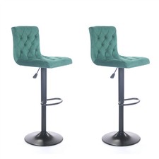 2 X Tabourets De Bar En Velours Vert, Tabouret De Cuisine, Base Ronde, Réglable