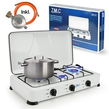 ZMC Cuisinière à Gaz 3-flammig Incl. Tuyau Et Régulateur 5,4 Kw 50 Mbar