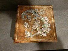  Présentoir Centre de Table Dessous de Plat XIXe Pierre Dure et Nacre 