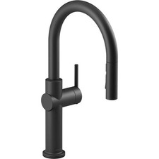 KOHLER Crue Single-Handle Pull-Down Sprayer Kitchen Faucet in Matte Black
