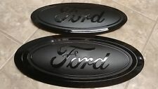2017-19 Ford F250 F350 GRILL and TAILGATE emblem GLOSS/MATTE BLACK COMBO PAIR