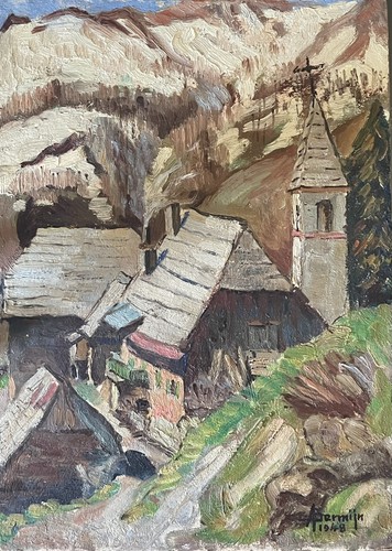 Huile sur panneau signée - , a