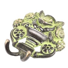 Style Antique Porte Manteau Mural Laiton Crochet Floral Chapeau Vert Patine De 2