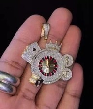 2Ct Round Cut Roulette With Enamel Pendant Moissanite 14k Yellow Gold Plated