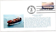 #3551 MERCHANT MARINE CONTAINER SHIP STAMP FIRST DAY OF ISSUE, AALL FDC