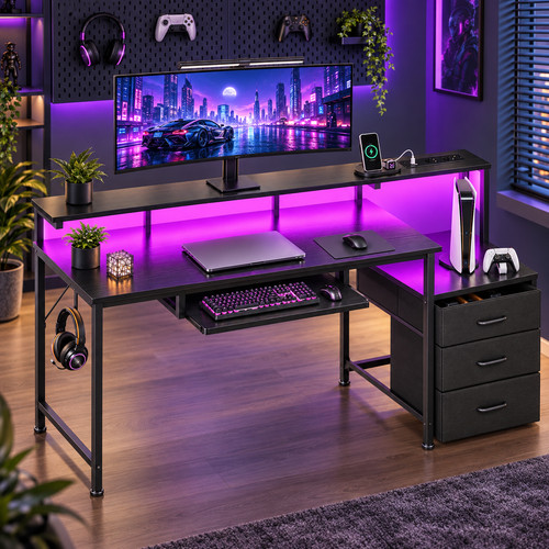 Bureau gaming 140x48 led - cm,