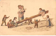 Illustrators - No. 82422 - Children playing the swing under the gaze of a