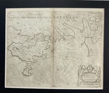 ANTIQUE SEA CHART – SHETLAND ISLES BY GREENVILLE COLLINS (PUBLISHED 1693–1764)