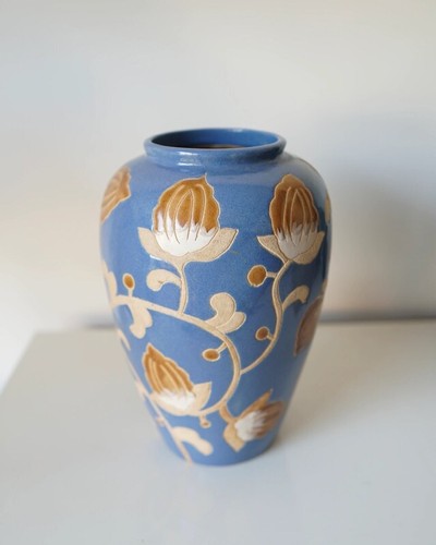 Vase grès vernissé - grès, décor