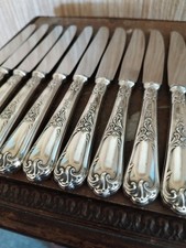 12 entremet knives floral decor and foliage goldsmith ERCUIS silver metal