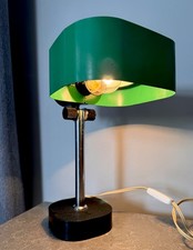 Vintage USSR Mid Century Bauhaus Style Desk Green Lamp Solid Soviet Decor, Bonus