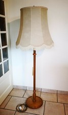 Vintage Magnifique Lampadaire Liseuse Pied En Bois Grand Abat Jour Lampe Salon