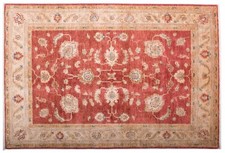 Tapis Afghan Ferahan Ziegler 120x180 À La Main Beige Motif Floral